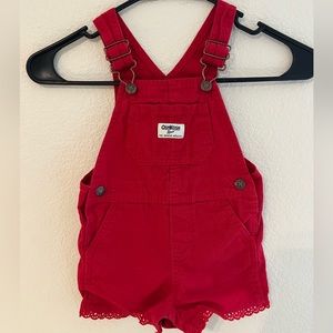 Oshkosh B’gosh Red Toddler Overalls Shortalls Baby